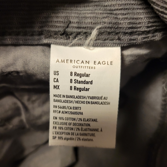 American Eagle gray Corduroy Mom Jeans Size 8 - Picture 7 of 8